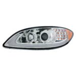 Chrome Projection Headlight With LED Turn Signal & Light Bar For 2006-2017 International Prostar - Driver - Image 2