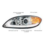 Chrome Projection Headlight With LED Turn Signal & Light Bar For 2006-2017 International Prostar - Driver - Image 8