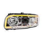 Chrome Projection Headlight With LED Turn Signal & Light Bar For 2008-2024 Peterbilt 389-Driver - Image 4