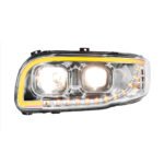 Chrome Projection Headlight With LED Turn Signal & Light Bar For 2008-2024 Peterbilt 389-Driver - Image 5
