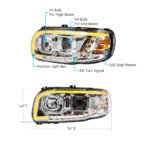 Chrome Projection Headlight With LED Turn Signal & Light Bar For 2008-2024 Peterbilt 389-Driver - Image 8