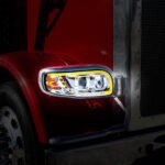 Chrome Projection Headlight With LED Turn Signal & Light Bar For 2008-2024 Peterbilt 389-Driver - Image 10