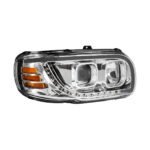 Chrome Projection Headlight With LED Turn Signal & Light Bar For 2008-2024 Peterbilt 389-Passenger - Image 3