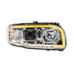 Chrome Projection Headlight With LED Turn Signal & Light Bar For 2008-2024 Peterbilt 389-Passenger - Image 4