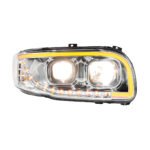 Chrome Projection Headlight With LED Turn Signal & Light Bar For 2008-2024 Peterbilt 389-Passenger - Image 5