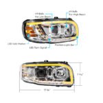 Chrome Projection Headlight With LED Turn Signal & Light Bar For 2008-2024 Peterbilt 389-Passenger - Image 8