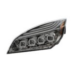 Chrome Quad-LED Headlight With LED DRL & Seq. Signal For 2018-2024 Freightliner Cascadia - Driver - Image 2