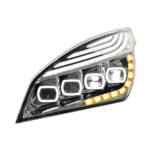Chrome Quad-LED Headlight With LED DRL & Seq. Signal For 2018-2024 Freightliner Cascadia - Driver - Image 3