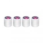 Chrome Round Valve Caps With Purple Crystal (4-Pack)
