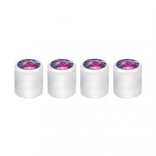 Chrome Round Valve Caps With Purple Crystal (4-Pack)