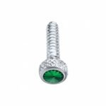 Chrome Short Dash Screw For Freightliner With Green Crystal (2-Pack)