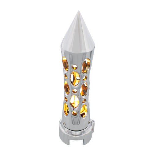 Daytona Style Spike Gearshift Knob With LED 13/15/18 Speed Adapter - Chrome/Amber LED