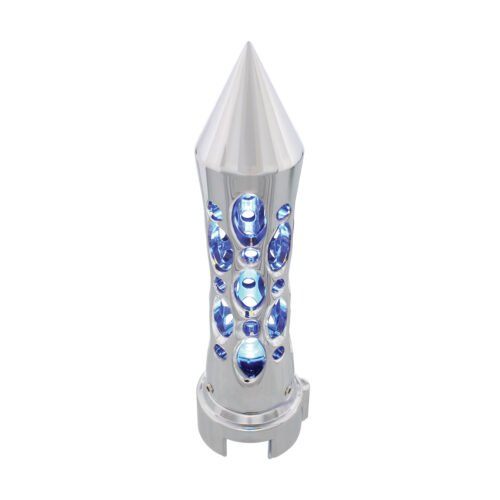 Daytona Style Spike Gearshift Knob With LED 13/15/18 Speed Adapter - Chrome/Blue LED