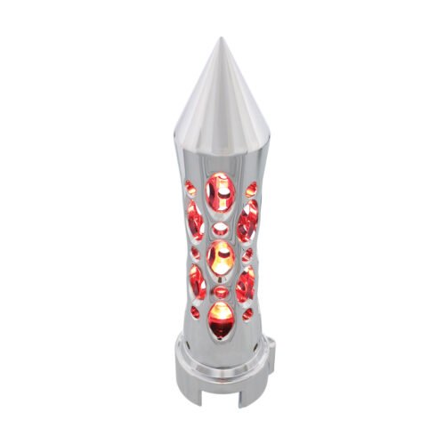 Daytona Style Spike Gearshift Knob With LED 13/15/18 Speed Adapter - Chrome/Red LED