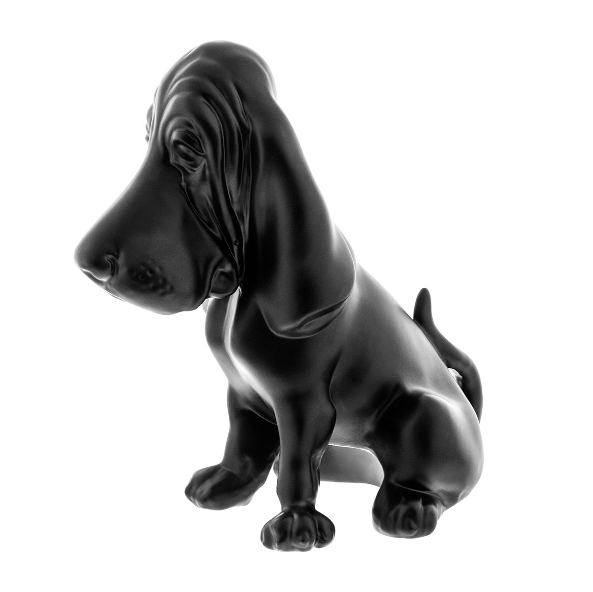 Die-Cast-Bassett-Hound-Hood-Ornament-Matte-Black-1 Die-Cast Bassett Hound Hood Ornament - Matte Black - Image 2