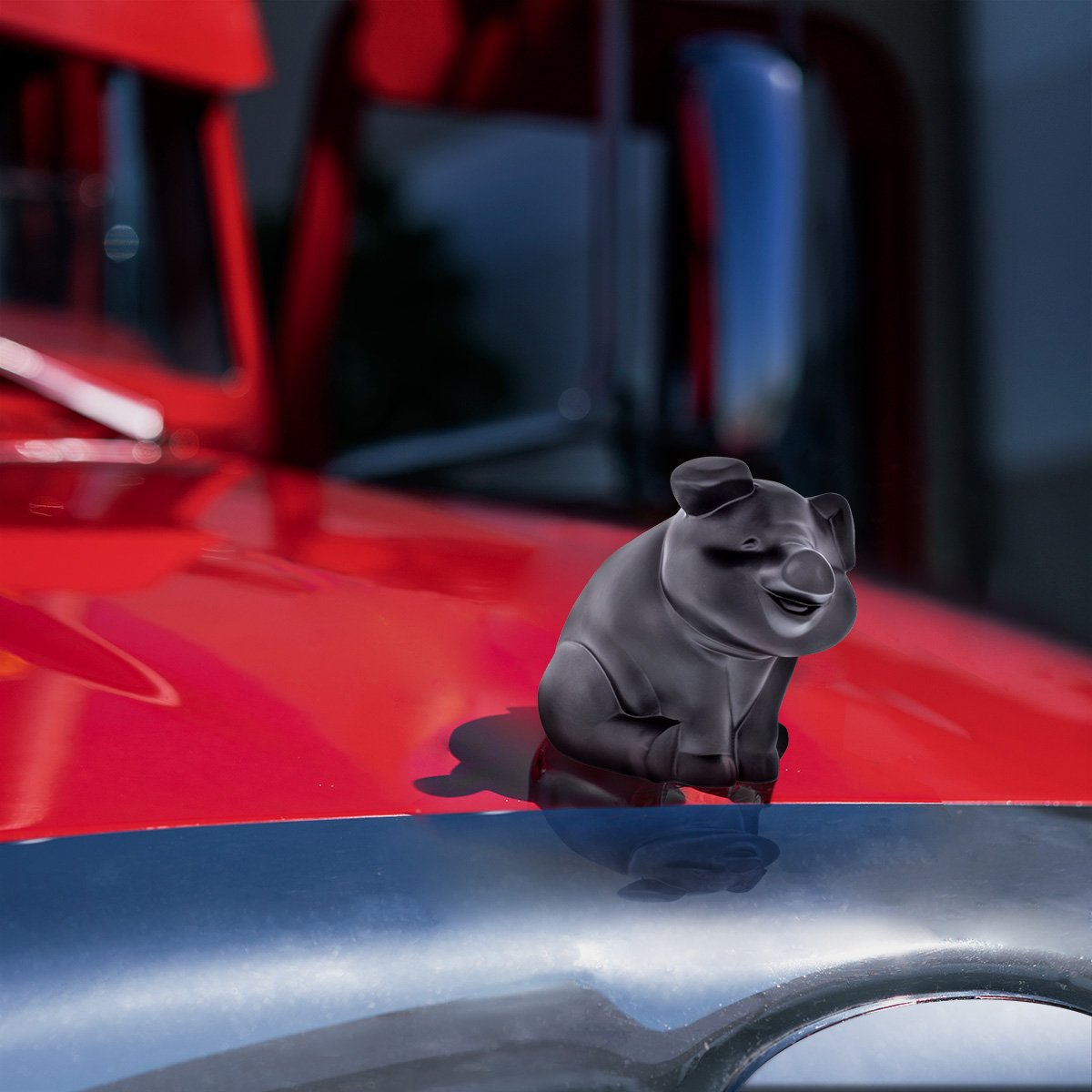 Die-Cast-Sitting-Pig-Hood-Ornament-Matte-Black-4 Die-Cast Sitting Pig Hood Ornament - Matte Black - Image 5