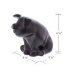 Die-Cast Sitting Pig Hood Ornament - Matte Black - Image 7