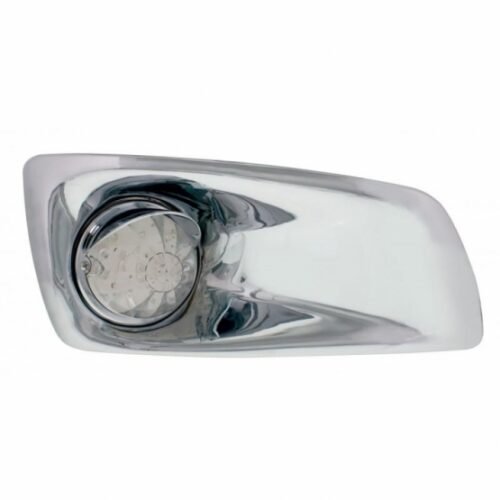 Fog Light Cover With Amber LED Watermelon Light & Visor For 2007-17 KW T660- Passenger -Clear Lens