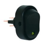 Green LED Oval Rocker 16 Amp 12V On/Off 1/2" Dia. 1 Pc.