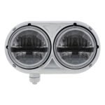 Headlight Assembly With 304 SS Housing & LED Headlights With Black Inner Bar For Peterbilt 359 - Driver