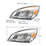 High Power Chrome LED Headlight For 2018-2024 Freightliner Cascadia-Driver - Image 8