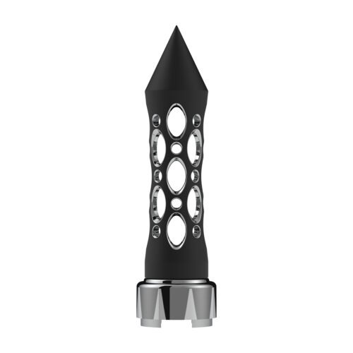 M30X3.5 Thread-On Daytona Style Spike Gearshift Knob With Chrome 9/10 Speed Adapter - Black/Vertical
