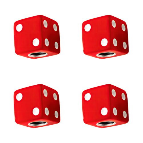 Red Dice Valve Caps With White Dots (Set of 4)