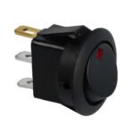 Red LED Round Rocker 10 Amp 12V On/Off 1/2" Dia. 1 Pc.