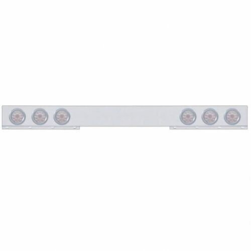 Stainless 1 Piece Rear Light Bar With 6X 10 LED 4" Lights & Bezels - Red LED/Clear Lens
