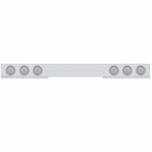 Stainless 1 Piece Rear Light Bar With 6X 10 LED 4" Lights & Visors - Red LED/Clear Lens
