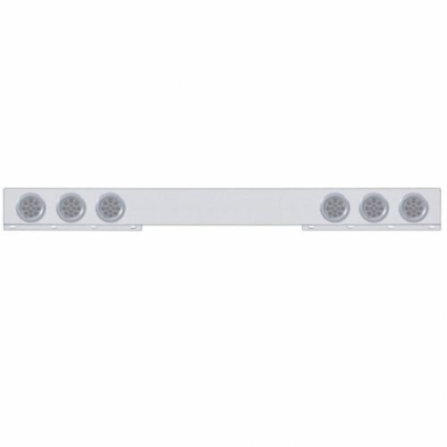 Stainless 1 Piece Rear Light Bar With 6X 12 LED 4" Reflector Lights & Bezels - Red LED/Clear Lens