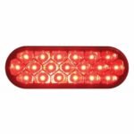 Stainless Top Mud Flap Plate With 3X 19 LED 6" Oval Lights & Visors - Red LED/Red Lens (Each) - Image 2