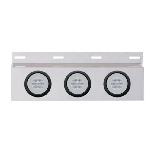 Stainless Top Mud Flap Plate With 3X 21 LED 4" GloLight & Grommets - Red LED/Clear Lens (Each)