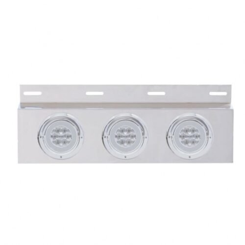 Stainless Top Mud Flap Plate With 3X 21 LED 4" GloLight & Visors - Red LED/Clear Lens (Each)