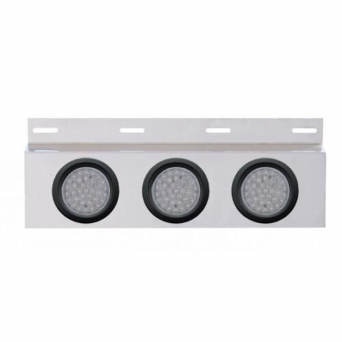 Stainless Top Mud Flap Plate With 3X 36 LED 4" Lights & Grommets - Red LED/Clear Lens (Each)