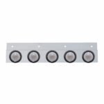 Stainless Top Mud Flap Plate With 5X 9 LED 2" Beehive Lights & Grommets - Red LED/Clear Lens (Each)