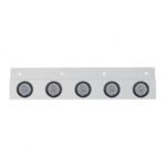 Stainless Top Mud Flap Plate With 5X 9 LED 2" Lights & Grommets - Red LED/Clear Lens (Each)
