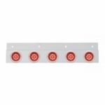 Stainless Top Mud Flap Plate With 5X 9 LED 2" Lights & Visors - Red LED/Red Lens (Each)