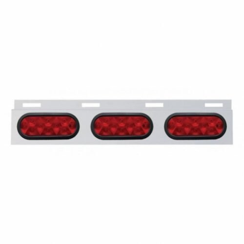 Stainless Top Mud Flap Plate With Three 10 LED Lights & Grommet - Red LED/Red Lens (Each)