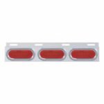 Stainless Top Mud Flap Plate With Three 12 LED Lights & Visor - Red LED/Red Lens (Each)