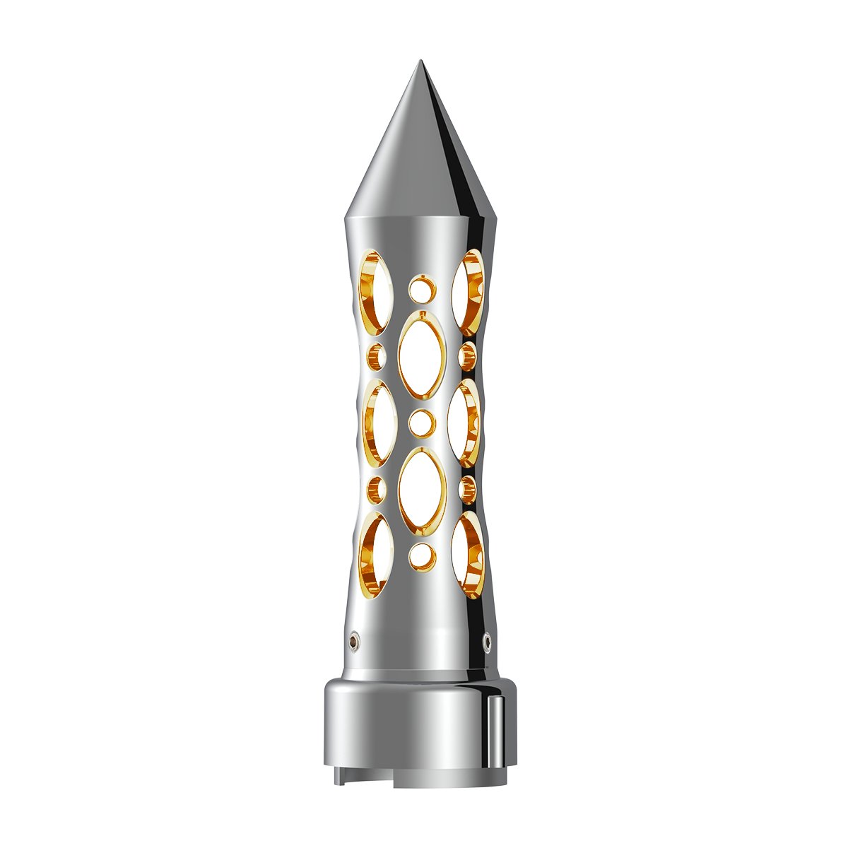 Thread-On-Daytona-Style-Spike-Gearshift-Knob-With-LED-910-Speed-Adapter-ChromeAmber-LED-1 Thread-On Daytona Style Spike Gearshift Knob With LED 9/10 Speed Adapter - Chrome/Amber LED - Image 2