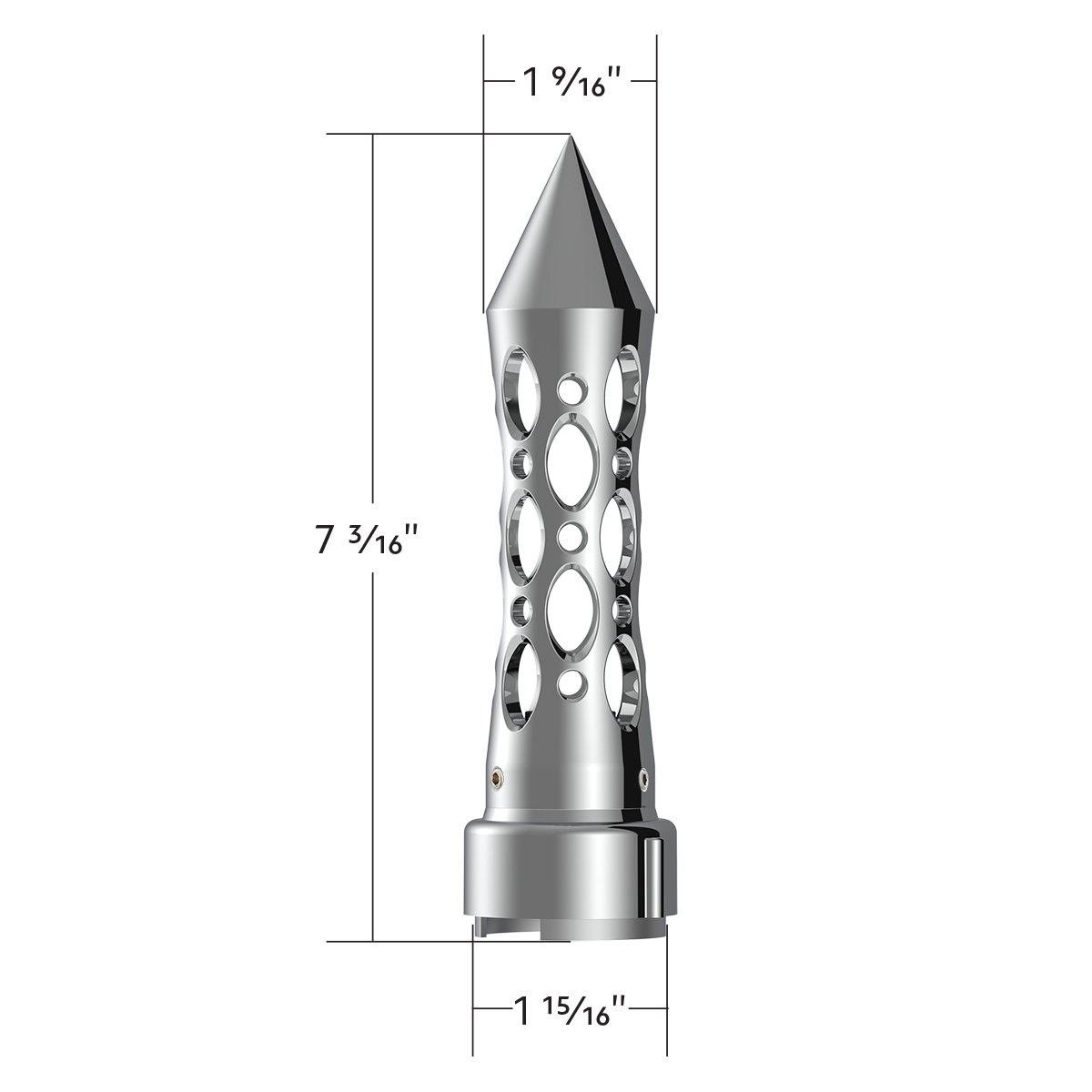 Thread-On-Daytona-Style-Spike-Gearshift-Knob-With-LED-910-Speed-Adapter-ChromeAmber-LED-3 Thread-On Daytona Style Spike Gearshift Knob With LED 9/10 Speed Adapter - Chrome/Amber LED - Image 4