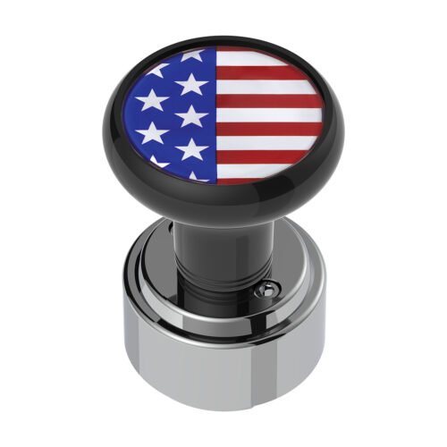 Thread-On Gearshift Knob With 9/10 Speed Adapter & US Flag Sticker - Black