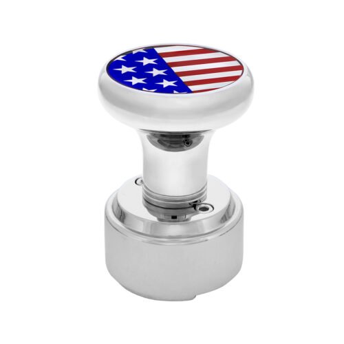 Thread-On Gearshift Knob With 9/10 Speed Adapter & US Flag Sticker - Chrome