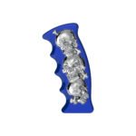 Thread-On Skulls Pistol Grip Gearshift Knob - Indigo Blue With Chrome Skulls - Image 2