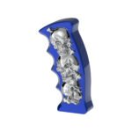 Thread-On Skulls Pistol Grip Gearshift Knob - Indigo Blue With Chrome Skulls - Image 6