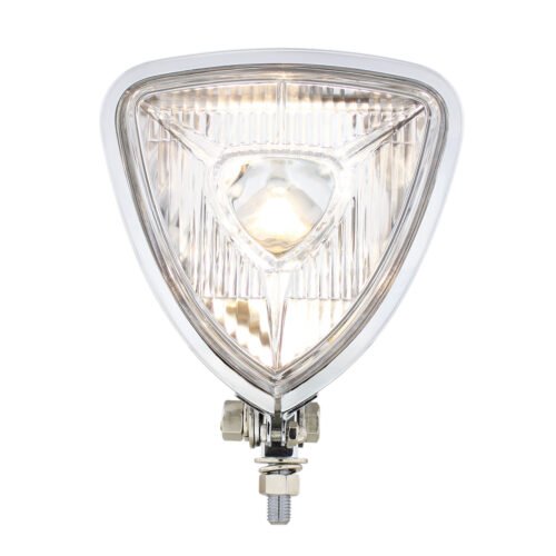 Triangle Headlight With Chrome Housing & Flat Back