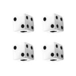 White Dice Valve Caps With Black Dots (Set of 4)