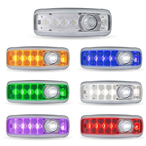 LED Interior Projector Dome & Map 6-Color Cab Light for Kenworth T680 T880 – Chrome