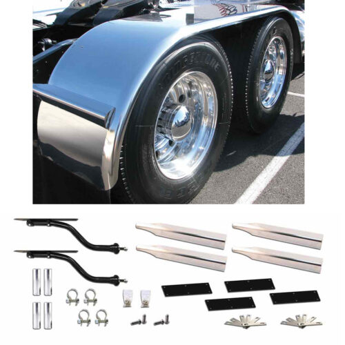 132" Smooth Full Fenders & Heavy Duty Mounting Kit - 14 Gauge (Fenders)